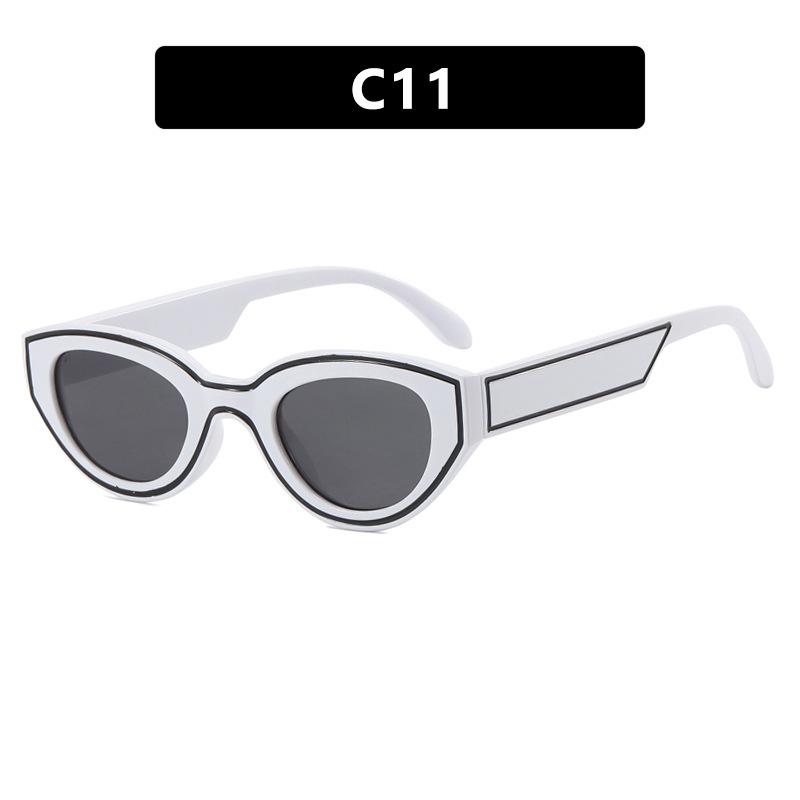 New fashionable versatile inverted triangular small frame cat eye sunglasses men's high-end fashion street photo UV-proof sunglasses