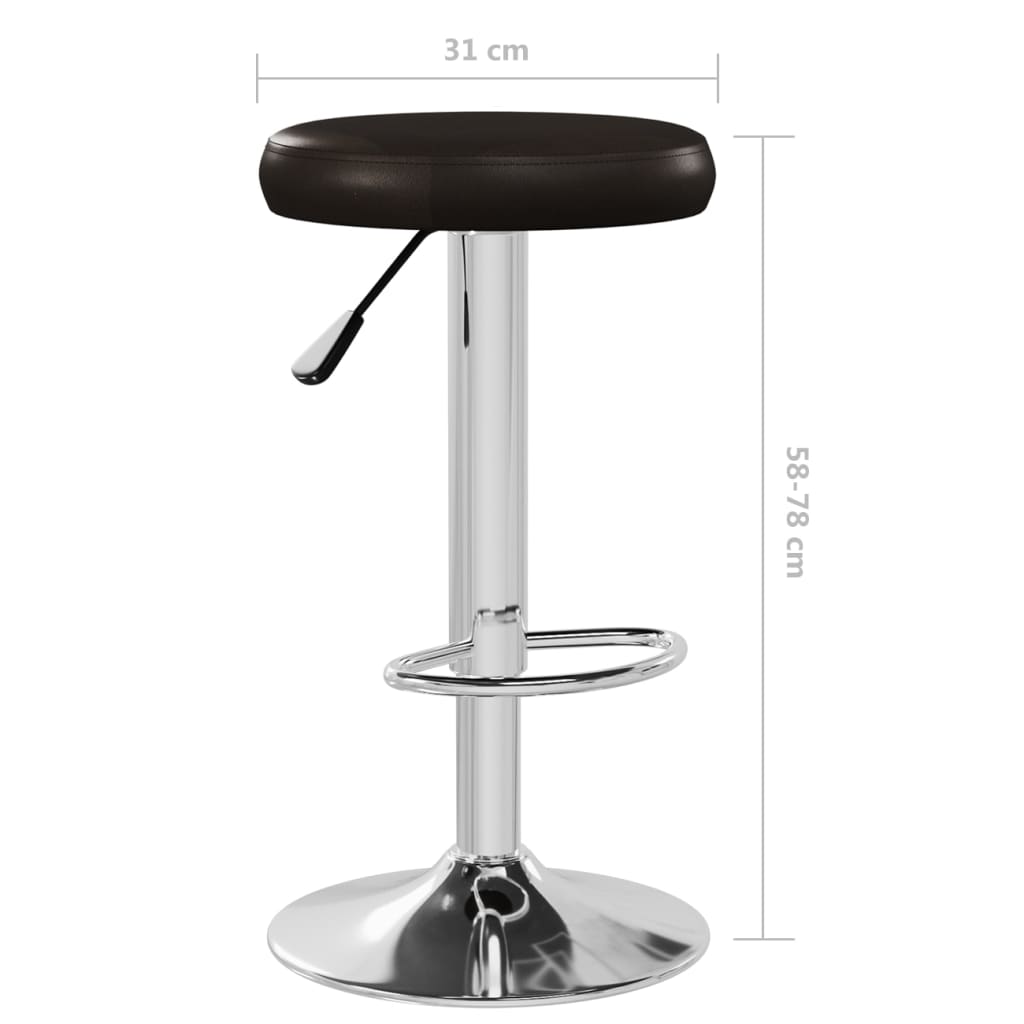 Bar Stool Set 2 Pcs Brown Faux Leather