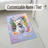 Floral Garden Theme Crystal Velvet Rug Personalized Custom Name Text Soft Floor Mat Home Decor