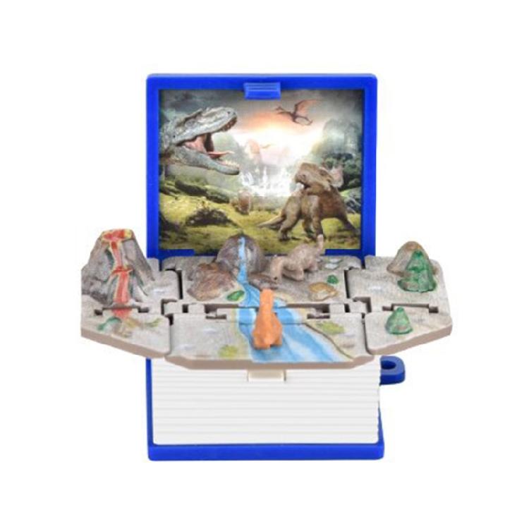 Llavero de Libro Pop-Up 3D Juguete de Dinosaurio Novedad Escena del Mundo de los Dinosaurios Llavero