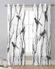 Branch Bird Silhouette Sheer Curtains for Living Room Decoration Window Curtains for Kitchen Tulle Voile Organza Curtains