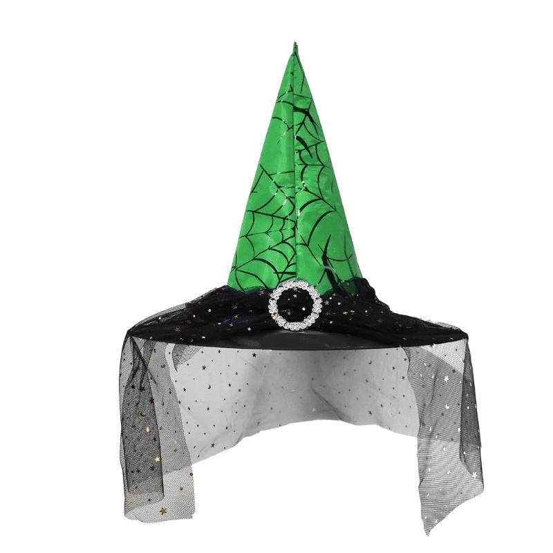 Cosplay Costume Witch Hat Mesh Wizard Hat for All Age Halloween Party Hat Role Play Witch Hat Cloche Hat Headwear