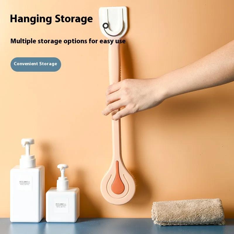 

Bathroom Body Brush Kit with Long Handle: Soft-Hair Brush, Back Scrubber & Shower Massage Tool 133g рожевий