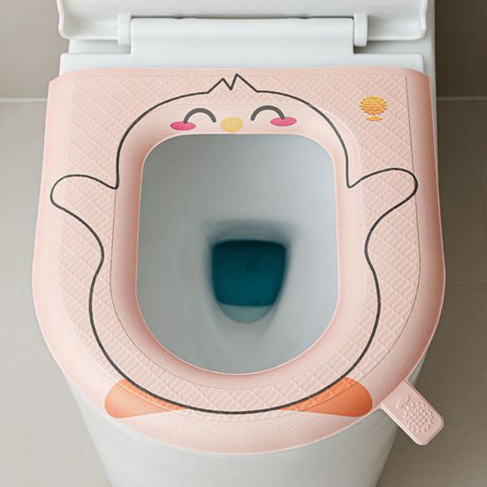 Toilet Seat with Exclusive Handle Easy to Clean EVA Waterproof Material Soft Cushion Cartoon Pattern Non-Slip Toilet Seat Pad