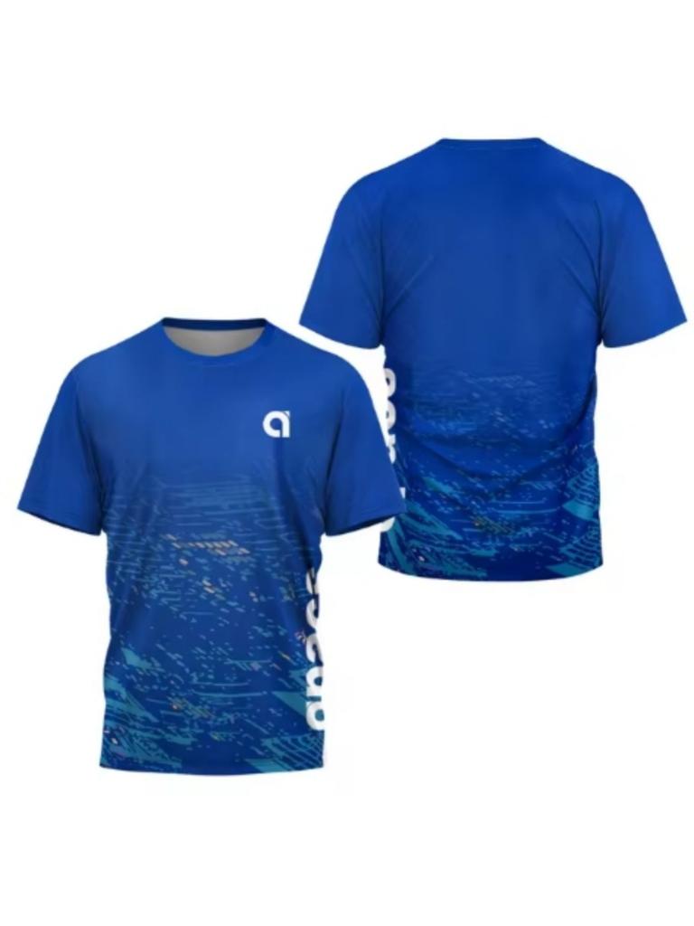 Summer 3D Printed Men's Round Neck Sports T-shirt Badminton Game Quick Drying T-shirt Table Tennis Outdoor Loose Sports Short Sleeve