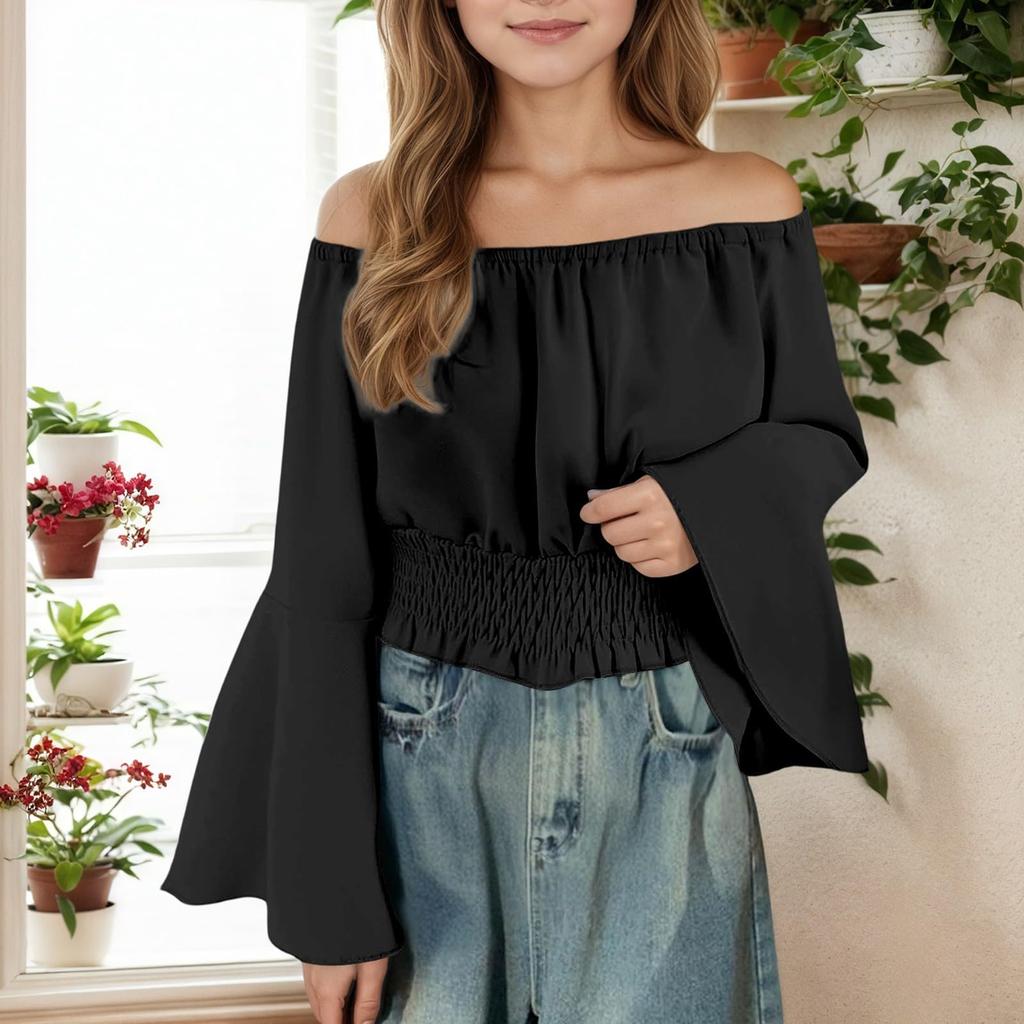Girls Casual Off Shoulder Everyday  Soft Breathable Stylish Top