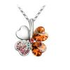 Oranžový čtyřlístkový srdíčkový náhrdelník postříbřený krystalový dárek pro páry módní doplňky šperky dekorace
