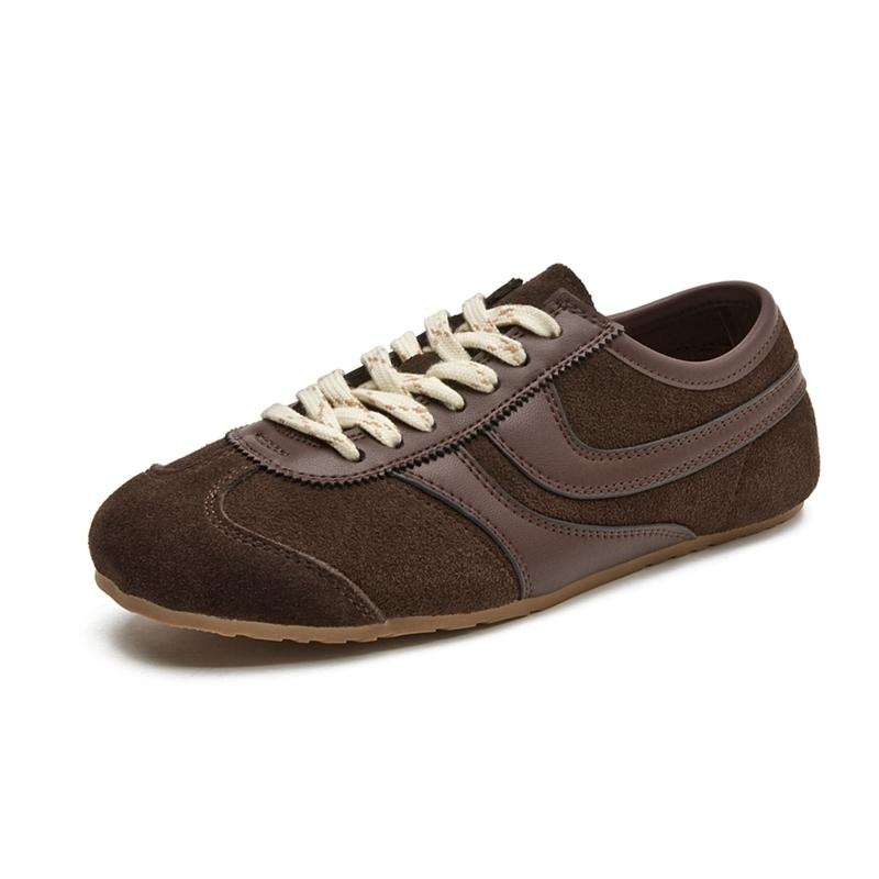 Women's Retro Leather Sneakers Casual Low Heel Walking Shoes Square Toe Comfortable Fashion Sneakers
