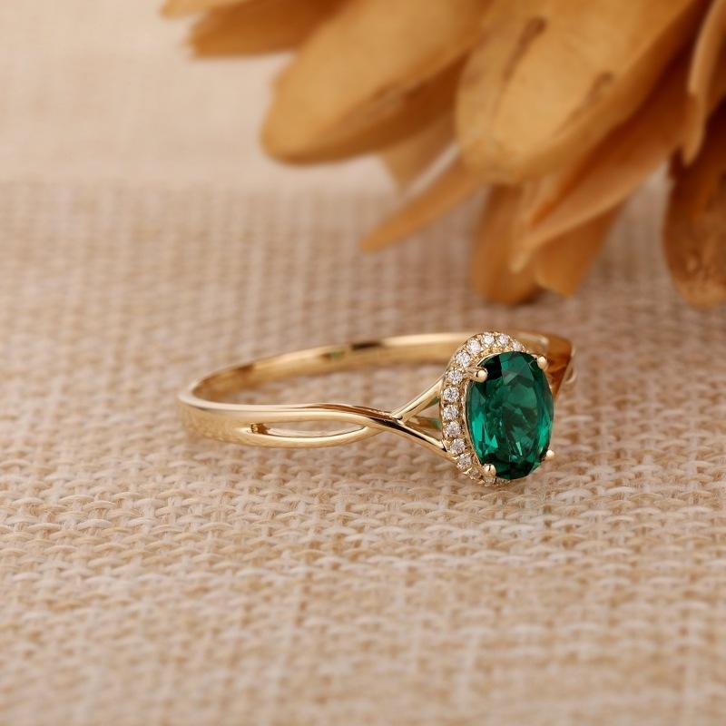 New Hot Sale Oval Emerald Zircon Women's Ring Wedding Jewelry