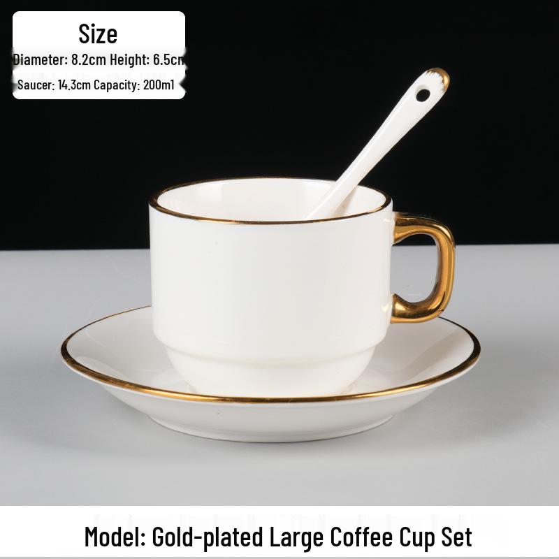 Europejski Luksusowy Zestaw Ceramicznych Filiżanek do Kawy ze Złotym Brzegiem