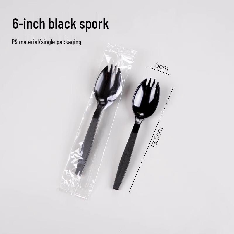 Shengbilai 6-inch Black Disposable Plastic Sporks