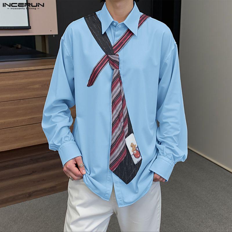 INCERUN Summer Men Lapel Neck Long Sleeve Floral Print Casual Shirts Tops