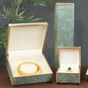 Luxury New Chinese Style Classic Rectangle Jewelry Display Box Gold Trim Embroidery Case for High-End Jewelry