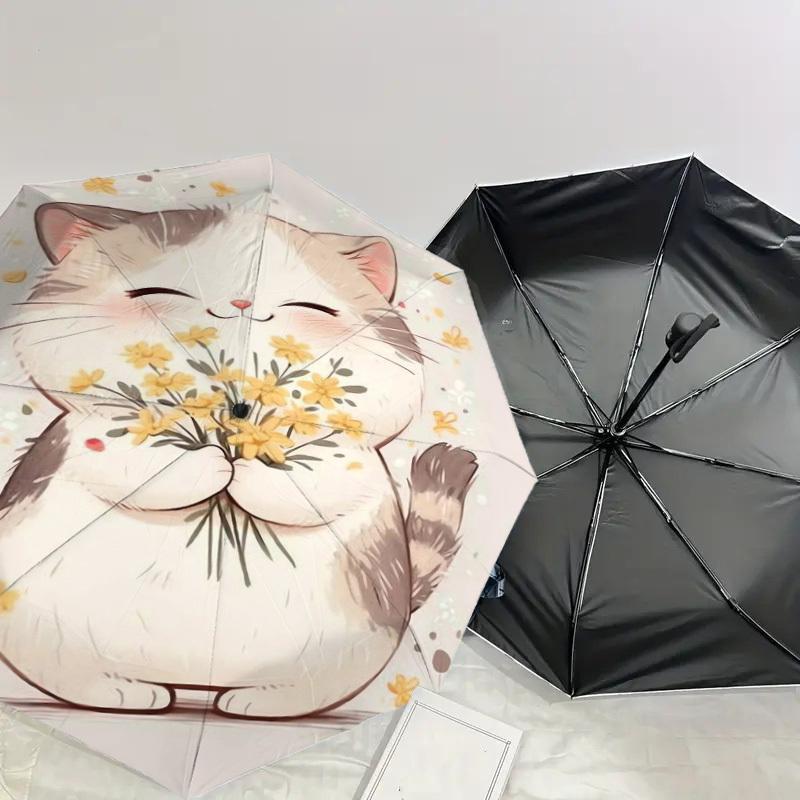 1 st Kattblommor Mönster Paraply Automatiskt Öppnings- och Stängningsparaply, Paraply av Hög Kvalitet, Idealisk Gåva till Henne 182