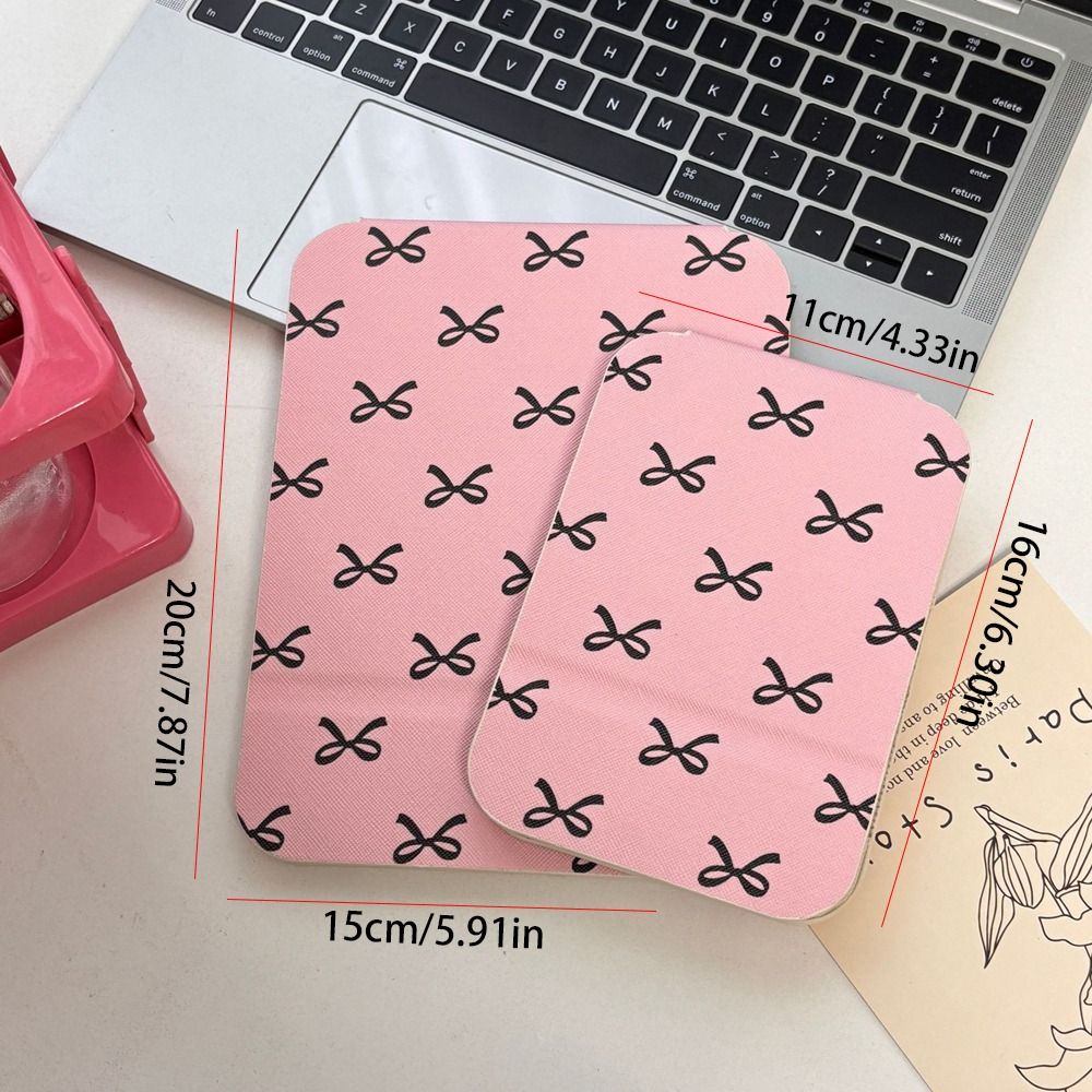 Pink Bow Desktop Stand Mirror Pu Leather Vanity Mirror Beauty Fold Makeup Mirror Unisex