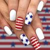 24-Piece Independence Day Blue & White Striped Stars Wearable Nails