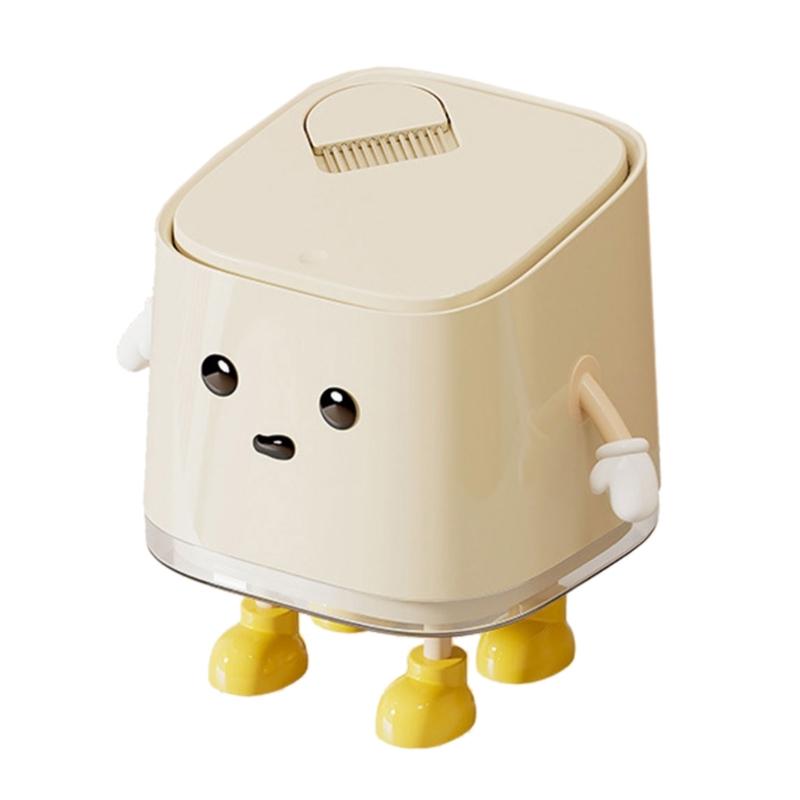 Space Saving Mini Trash Bin for Desk Press To Open Lid Plastic for Home and Office