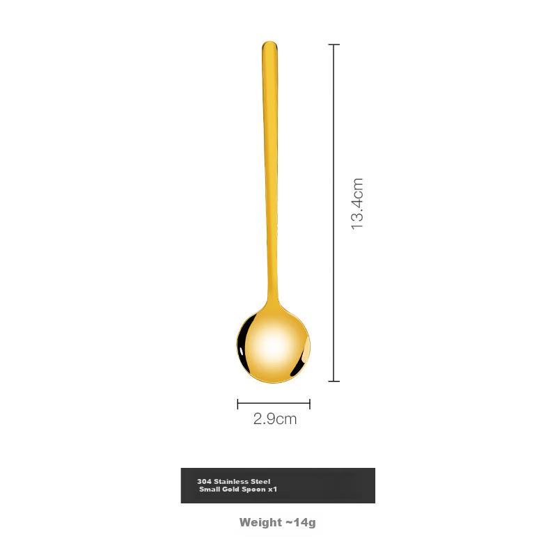 304 Stainless Steel Coffee Spoon with Long Handle, Ice Spoon, Small Soup Spoon, Honey Spoon, Seasoning Spoon, Dessert Mixing Spoon, Golden Color