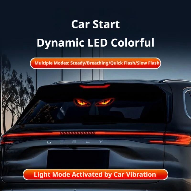 Creative Car Demon Eye Light Cool Flashing Solar Warning Light Safety Suction Cup Installation Rear Window Light Auto Decoration