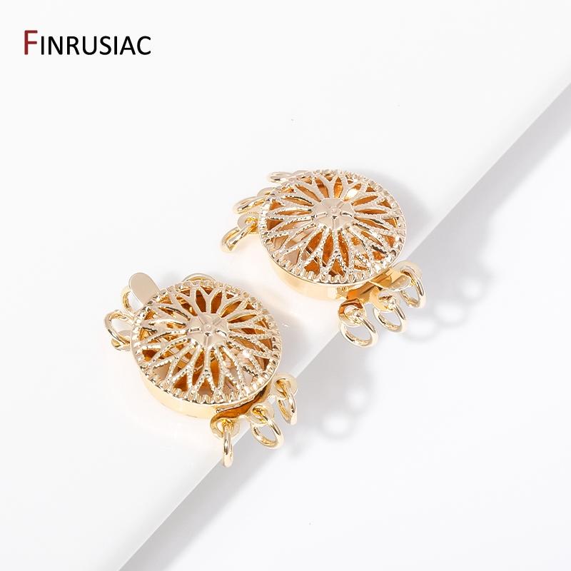 14K Gold Plated Brass Multi Strand Layering Clasps Flower Bracelet Necklace Connector Clasps For DIY Jewelry Making Accessories