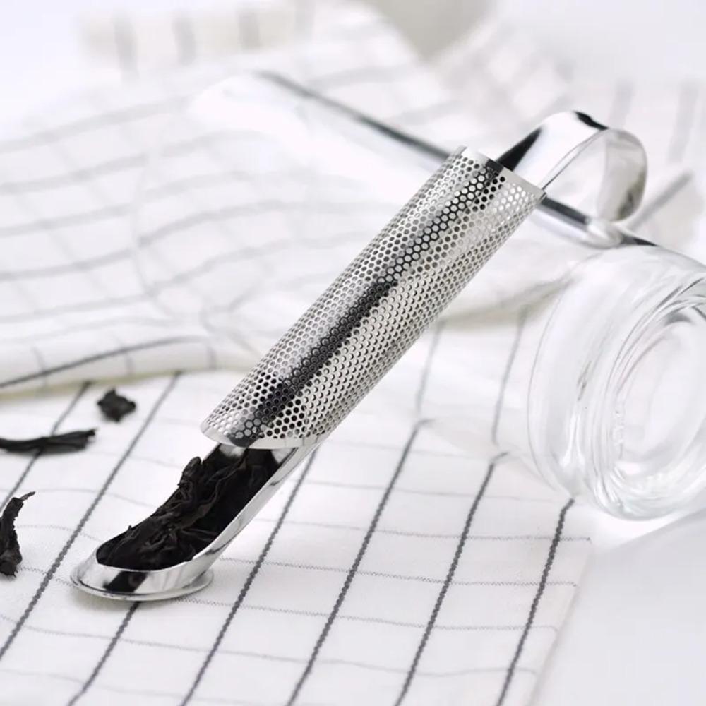 Bärbara Hemma Te Tillbehör Filter Rostfritt Stål Tekanna Rördesign Tesked Bryggare Långt Handtag Metall Kreativ Kopp
