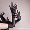 Glossy Black Hand Silk Split Fingers Super Smooth Bright High Density Aurora Versatile Ultra Thin Matte Velvet Sexy Black Silk Gloves Women