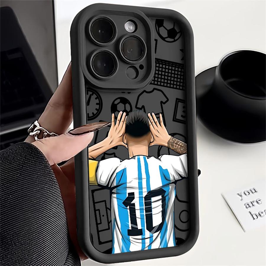 Soft TPU Phone Case for iPhone 14 Pro 14 11 12 Mini 15 Plus 16e 13 Pro MAX 11 XS XR 16 Plus Cartoon Football Number