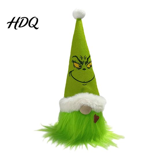 Home Decoration for Holidays Christmas Tree Green Haired Plush Ornament Stuffed Animal Doll Dwarf Garden Holiday Hanging Accents Figurine,