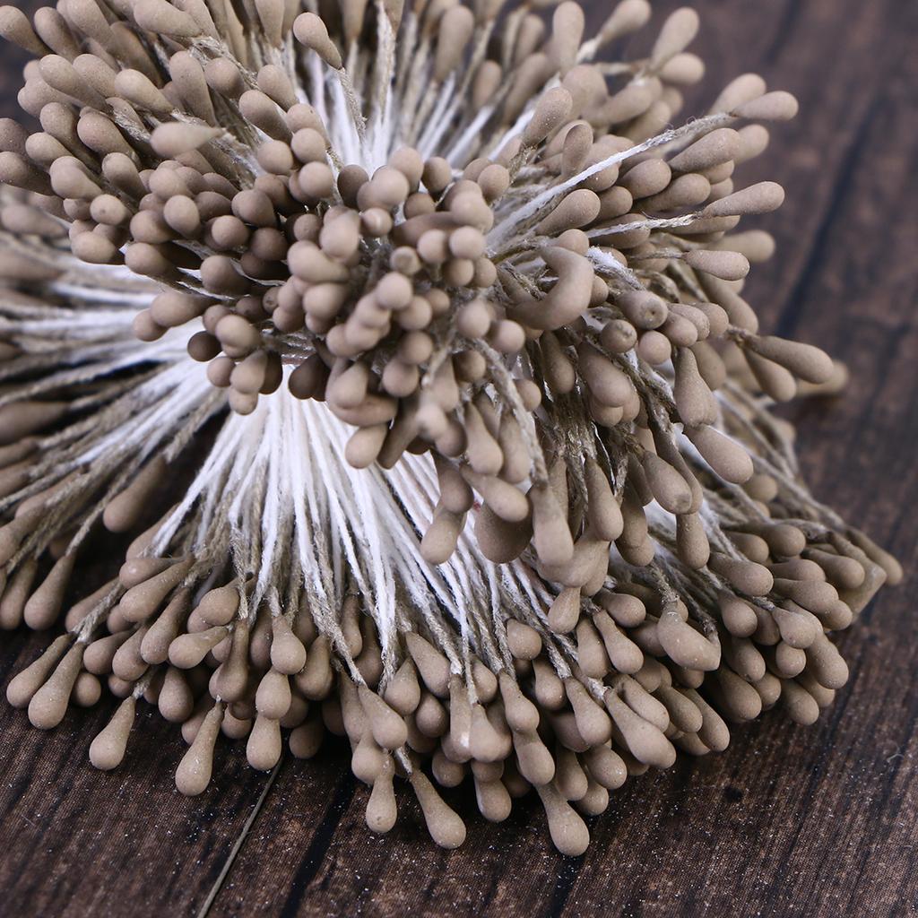 400Pcs Artificial Pearl Stamens Vivid Double Ended for Flower Making Favors Wrapping Decoration Craft Supplies