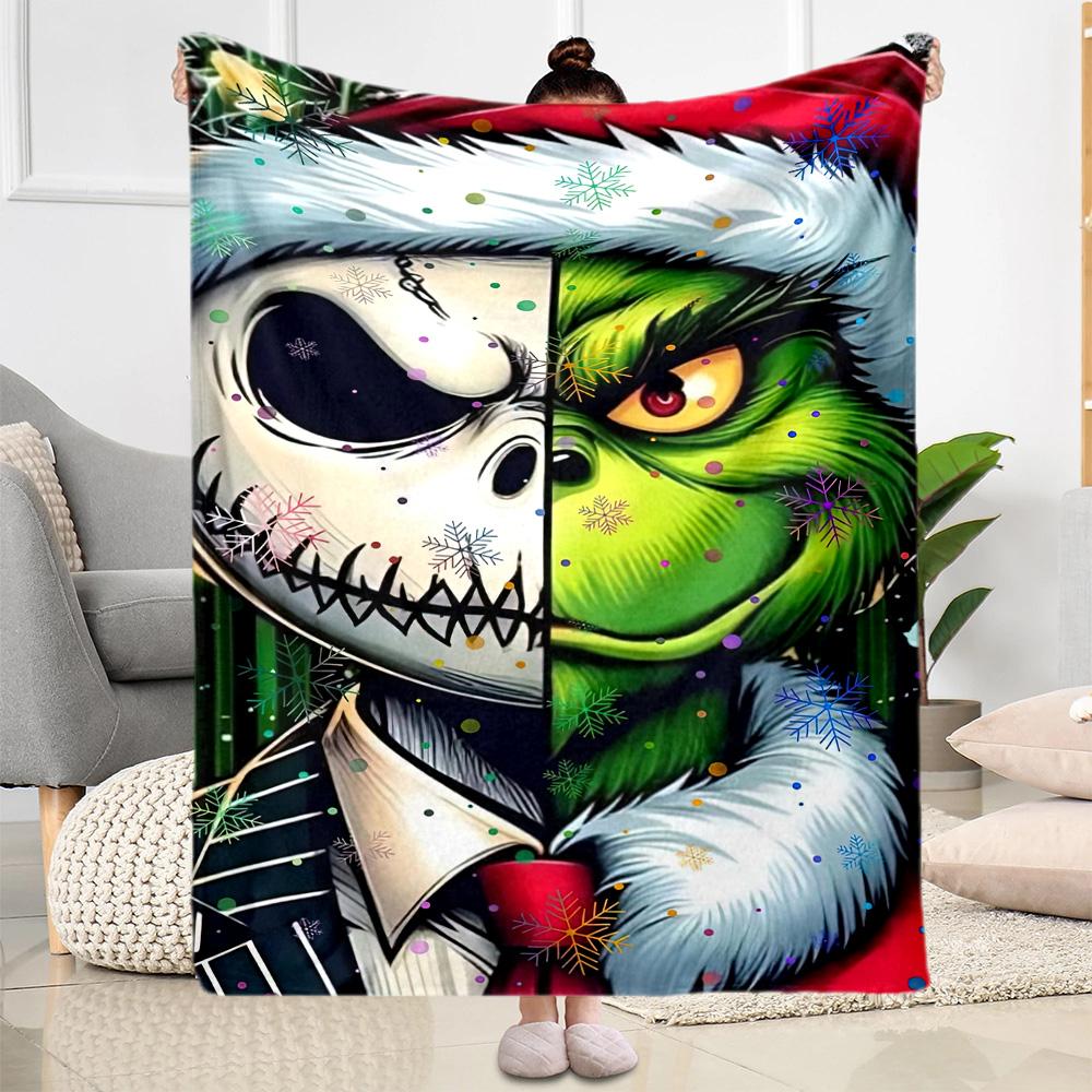 Christmas Nightmare Blanket Soft Warm Cozy Perfect for Livingroom Office Chair All-Season Use Playful Design Perfect Gift for Relatives and Friends
