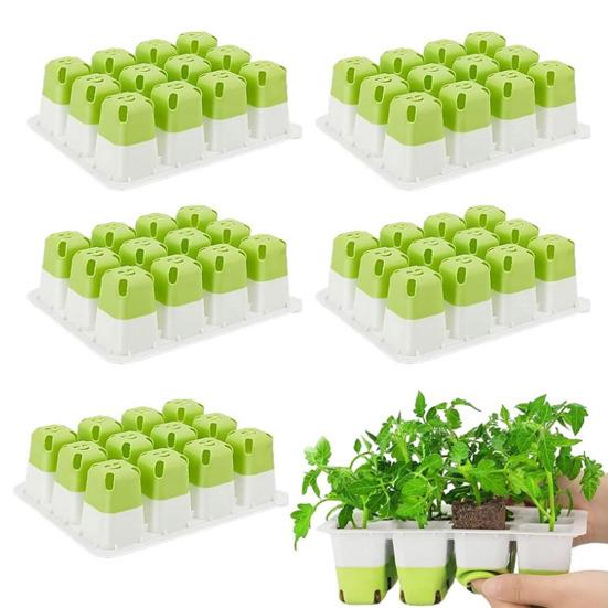 5Pcs Seeds Starter Trays 12-Cell Seedlings Trays with Drainage Holes Reusable Silicone Seeds Starter Container for Greenhouse Garden Growing Plants