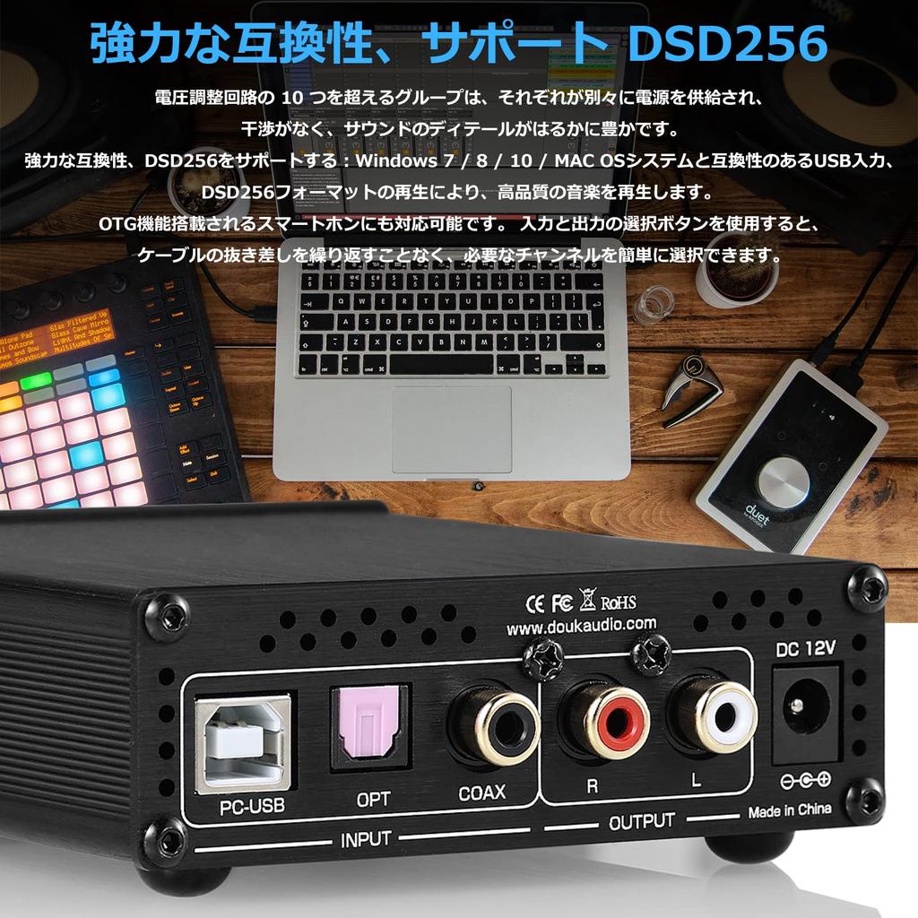HiFi Dual ES9038Q2M USB DAC COAX OPT Digital to Analog Converter Headphone Amplifier
