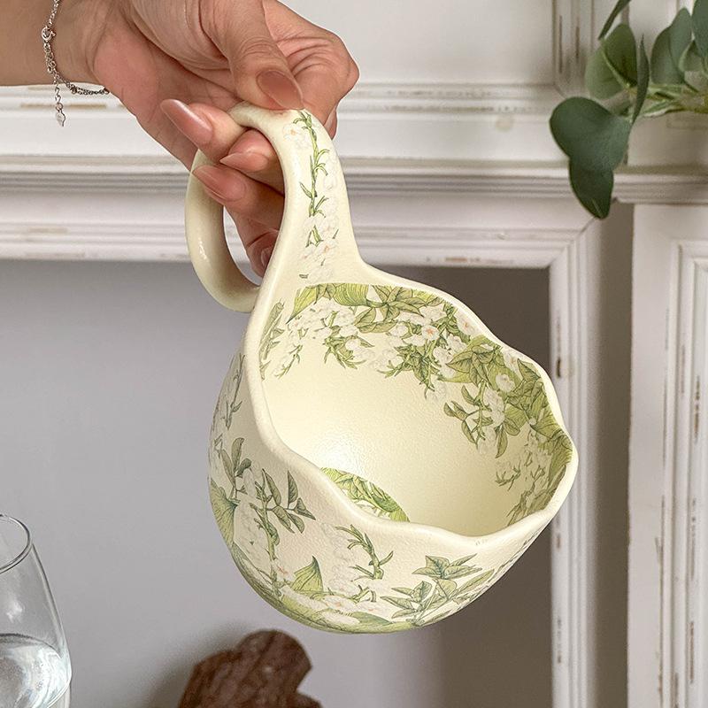 Cupa Ceramică Chord cu Linguriță, Cupă pentru Mic Dejun, Bol pentru Ovăz, Lapte Încălzit, Înflorire Mărgăritar, Ceașcă de Cafea, Farfurie