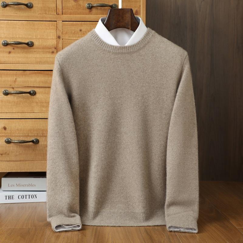 Winter Cashmere Shirt Men'S Thickened Crew Neck Sweater Simple Casual Warm Men'S Wool Knitted Bottoming Shirt