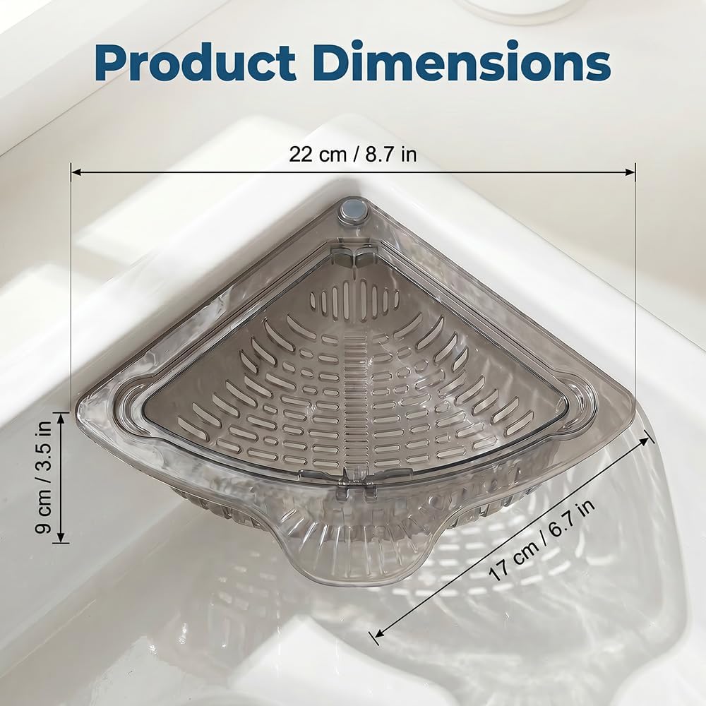 Magnetic Corner Sink Strainer Basket, 2026 New Upgraded Corner Sink Strainer, Triangular Drain Rack