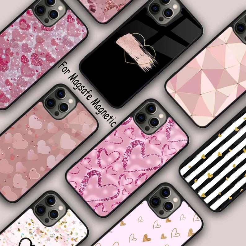 Love Rose Gold Style Magnetic Phone Case For APPLE iPhone 17 Air 16 14 13 12 Pro Max 15 Plus Wireless Charge With MagSafe Cover