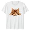 Cute Peeking Cat Face T-Shirt Kitten Animal Birthday Gift For Him And Her