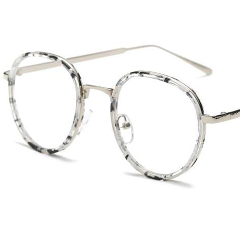 Fashion Optical Glasses Unisex Retro Round Frame Eyeglasses Alloy Temples Spectacles Simplity Clear Lens Eyewear