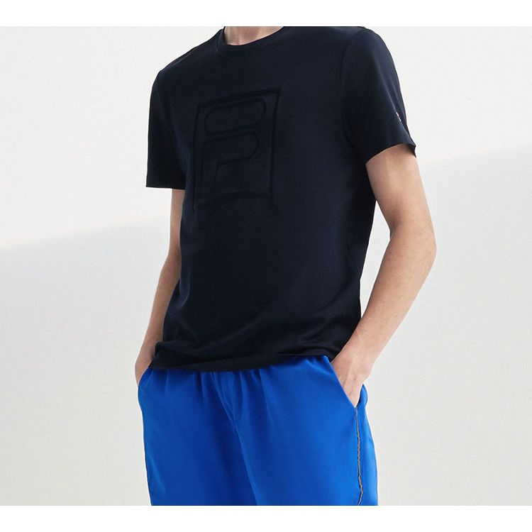 Fila Box Logo Print Short Sleeve T-Shirt Men Tops Heritage-Blue F11M028159FNV