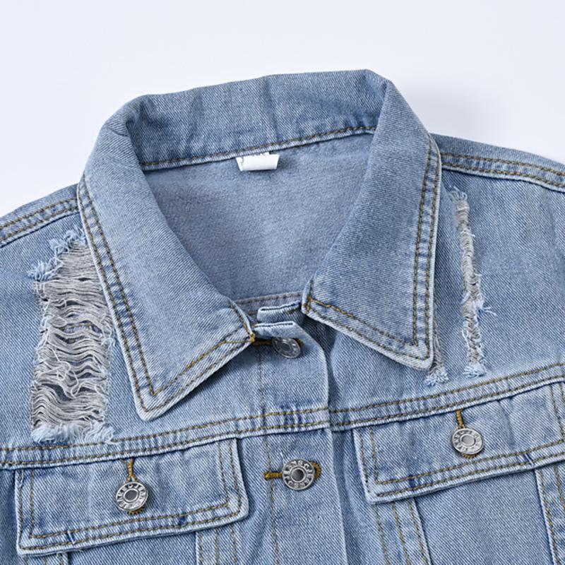 Giacca da donna in denim leggero a maniche corte - Esclusiva estiva, Camicia trendy di alta gamma