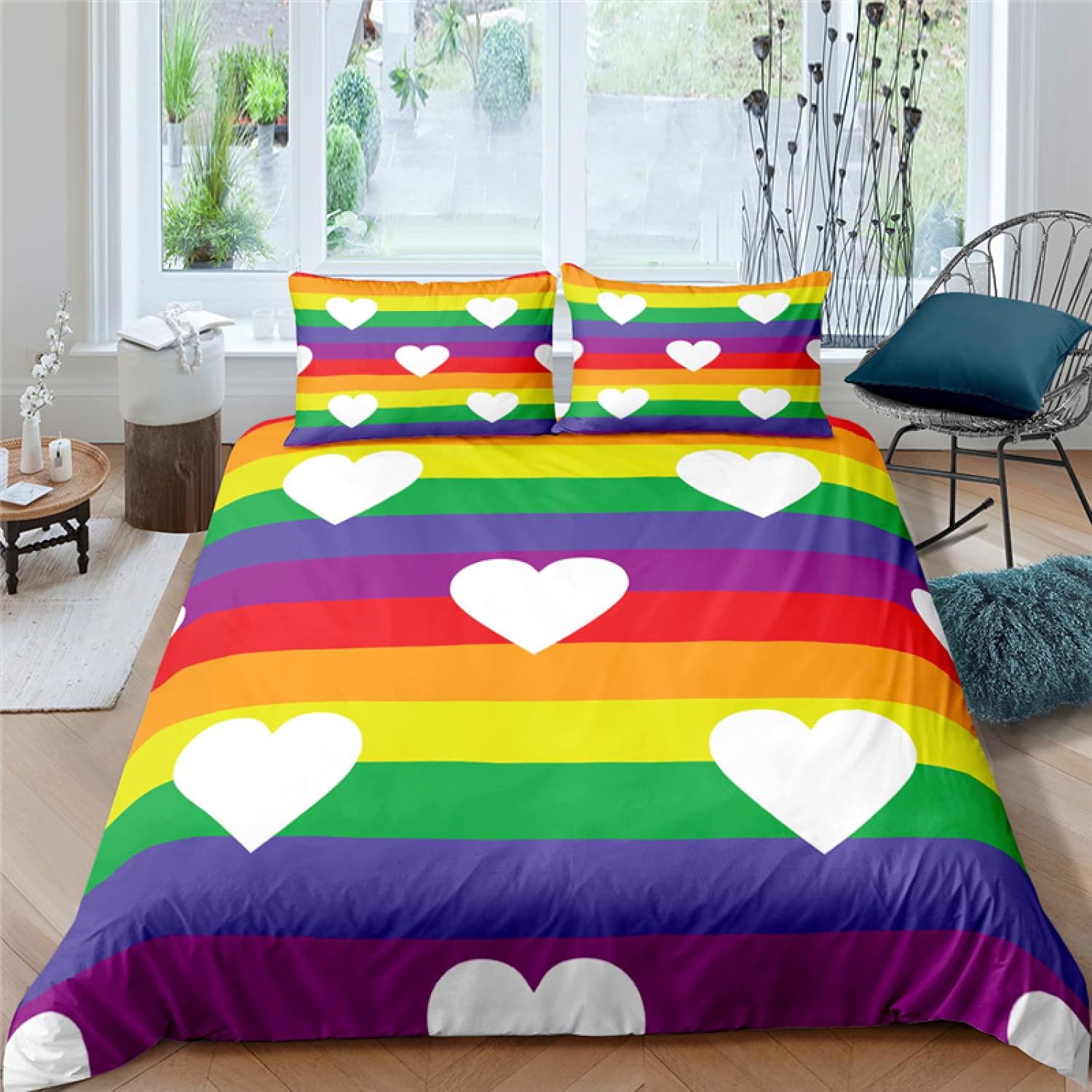 

Comforter Colorful Swirl Bedding Setrainbow Stripes Twin King Size Pride Theme Comforter Abstract Art Comforter (quilt)-EU Single(135*200cm)3pcs