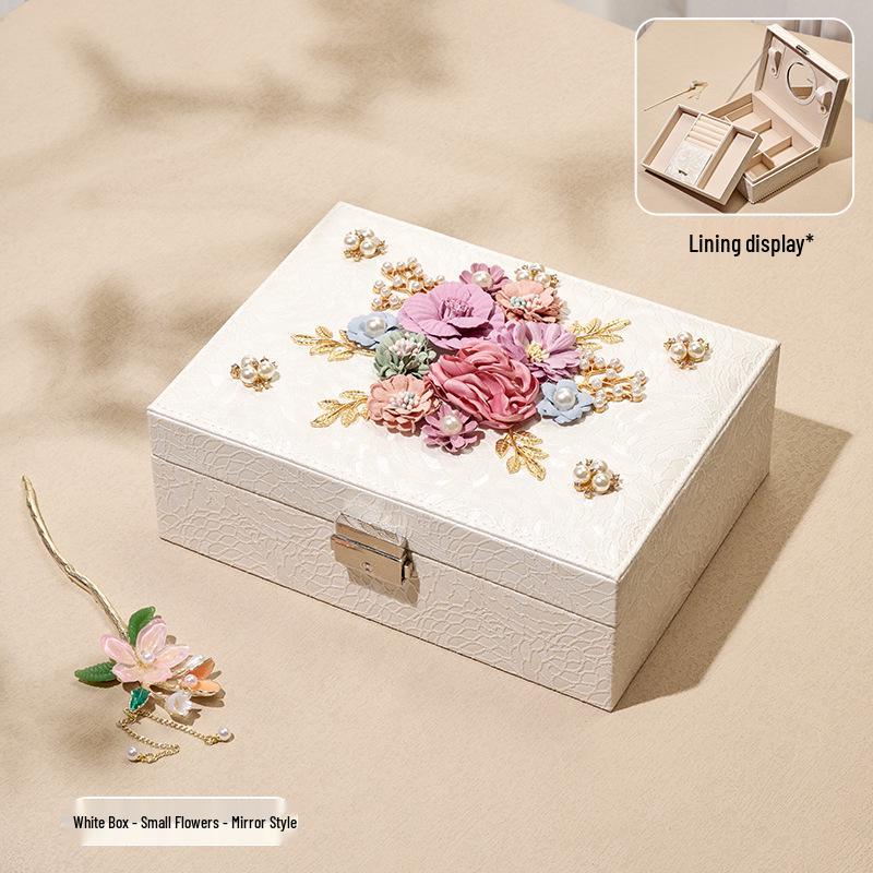 Exquisite High-End Floral Jewelry Box - Luxurious Ornament Storage for Birthday Gifts