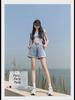 High-Waisted A-Line Denim Shorts for Women - Korean Style Summer Fashion, Wide-Leg, Casual Curling Design.
