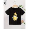 European sizes Penguin with Banana Hood Boys and Girls New Casual Short-sleeved T-shirt Summer Children's Round Neck Clothing Printed T-shirt