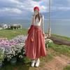 American Trendy Spicy Girl: Versatile Plaid Pleated Long Skirt + Strapless Plaid Umbrella Top