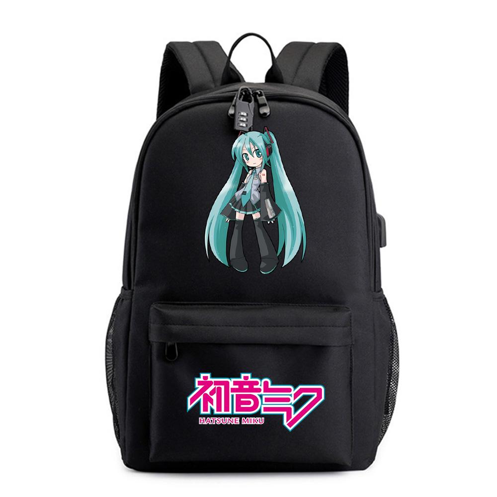 Anime Tegneserie Hatsune Miku Trykt Ryggsekk for Tenåring Student Skoleveske Kvinner Stor Kapasitet Vanntett Reisesekk Gave