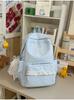 Schoolbag Japanese milk blue wave point girl backpack atmosphere lace lace gentle sweet sister travel photo small backpack