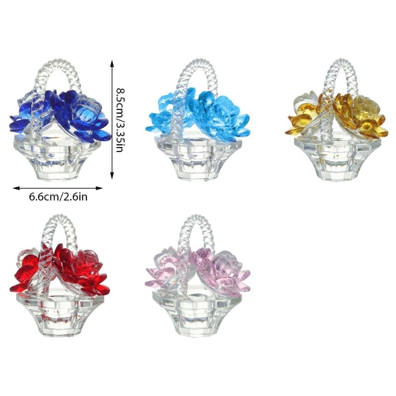 Elegant Crystals Rose Basket Figurine for Home Decoration, Sparkling Tabletop Ornament for Living Room