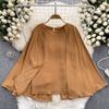 and American Plus size women clothing Design Sense Cape Pullover Shirts Female Senior Sense Royal Sister Wear Temperament Spring Clothing Women's Top