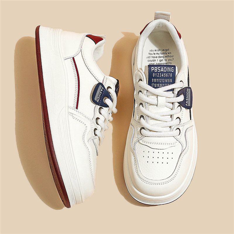 Damen Vielseitige Weiße Flache Dicke Sohle Schuhe - Frühling/Herbst 2025, Runde Zehenpartie Lässige Dad-Sneakers